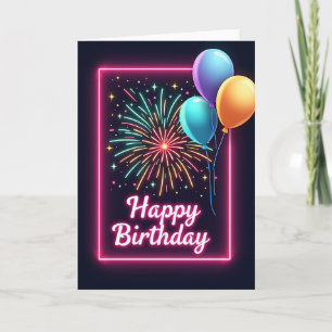 Cartão de Aniversário com Luz de Explosão