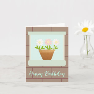 Cartão de Aniversário com Margaridas de Papel em J