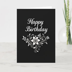 Cartão de Aniversário com Motivo Botânico