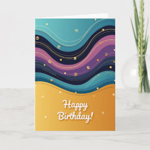 Cartão de Aniversário com Ondas Doces