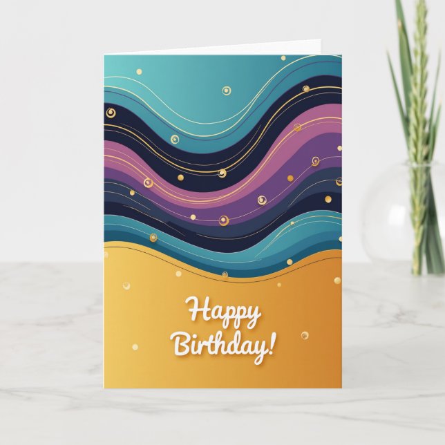 Cartão de Aniversário com Ondas Doces (Frente)