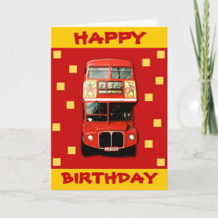Cartão de aniversário com ônibus de Londres