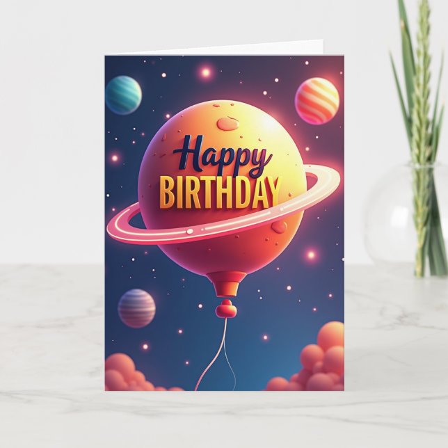 Cartão de Aniversário com Orbe Celestial (Frente)