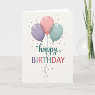 Cartão de Aniversário com Orbes Flutuantes