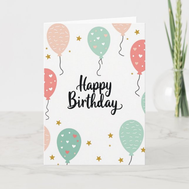 Cartão de Aniversário com Padrão de Coração (Frente)