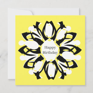 Cartão de Aniversário com Padrão Floral de Um Elem
