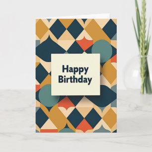 Cartão de Aniversário com Padrão Retrô