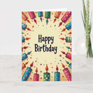 Cartão de Aniversário com Padrão Vibrante