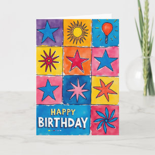 Cartão de Aniversário com Painel Festivo