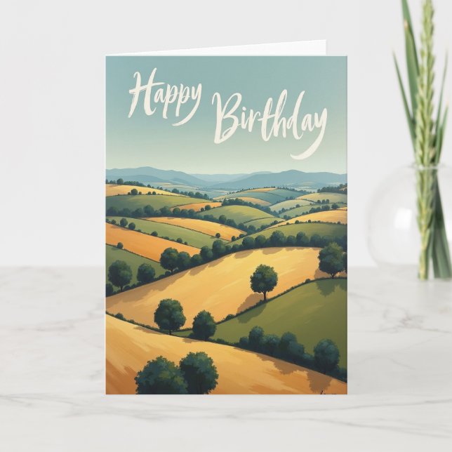 Cartão de Aniversário com Paisagem Adocicada (Frente)