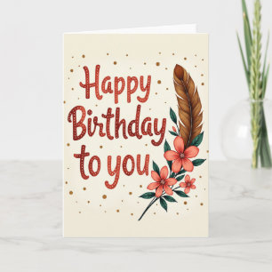 Cartão de Aniversário com Pena Doce