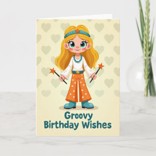Cartão de Aniversário com Personagem Retro