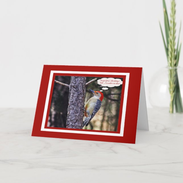 Cartão De Aniversário Com Pica-Pau Engraçado Verme (Frente)