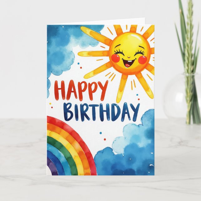Cartão de Aniversário com Pincelada Pintada (Frente)