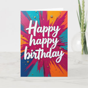 Cartão de Aniversário com Pinceladas Doces