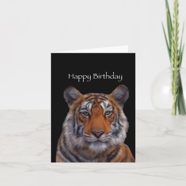 Cartão de Aniversário com Pintura de Tigre (Frente)