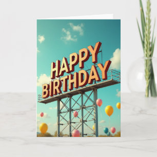 Cartão de Aniversário com Placa à Beira da Estrada
