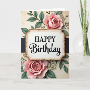 Cartão de Aniversário com Placa Envelhecida