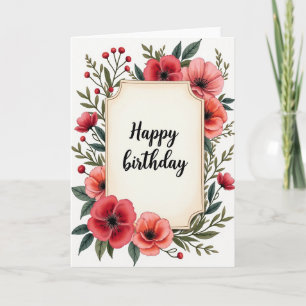 Cartão de Aniversário com Placa Ornamentada