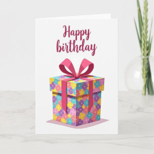 Cartão de Aniversário com Presente Floral
