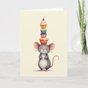 Cartão de Aniversário com Ratos Doces