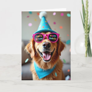 Cartão de Aniversário com Retrato de Cachorro Dour