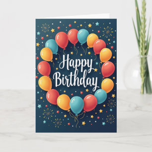 Cartão de Aniversário com Roteiro Azul
