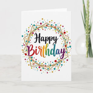 Cartão de Aniversário com Script Arco-íris