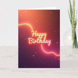 Cartão de Aniversário com Script Radiante
