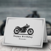 Cartão de Aniversário com Silhueta de Motocicleta