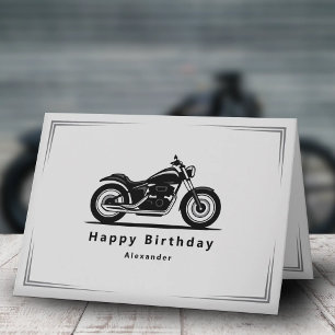 Cartão de Aniversário com Silhueta de Motocicleta
