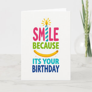 Cartão de Aniversário com Sorriso Divertido
