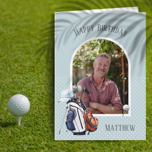 Cartão de Aniversário com Tema de Golfe de Foto Ún
