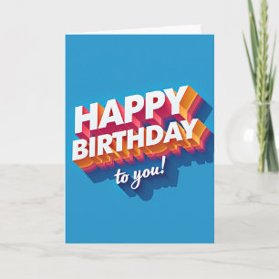 Cartão de Aniversário com Texto 3D Alegre
