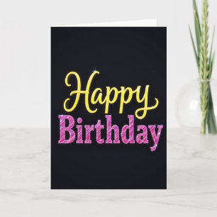 Cartão de Aniversário com Texto Brilhante