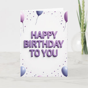 Cartão de Aniversário com Texto Lilás