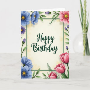Cartão de Aniversário com Textura Pintada