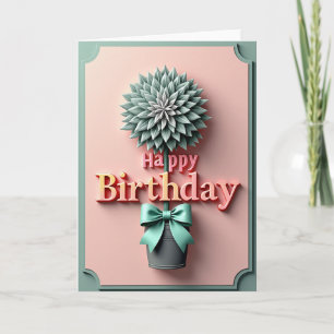 Cartão de Aniversário com Topiaria de Pastel