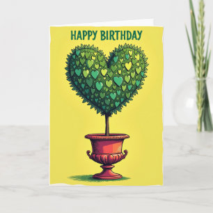Cartão de Aniversário com Topiaria Verde