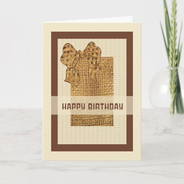 Cartão de aniversário com um Design de Burlap (Frente)