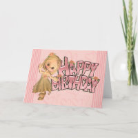 Cartão De Aniversário Com Uma Menininha Bonita