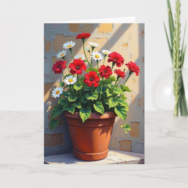 Cartão de aniversário com vaso floral (Frente)