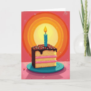 Cartão de Aniversário com Vela Acesa