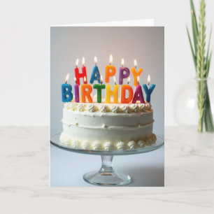 Cartão de Aniversário com Vela Brilhante