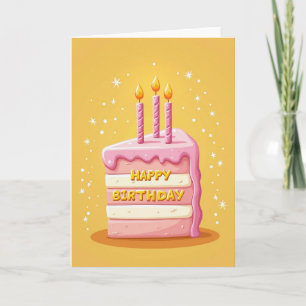 Cartão de Aniversário com Velas de Bolo Doce