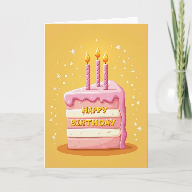 Cartão de Aniversário com Velas de Bolo Doce (Frente)
