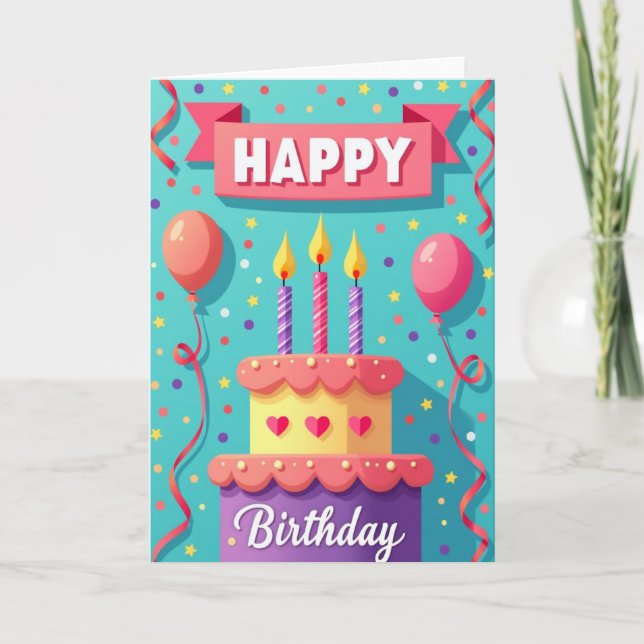 Cartão de Aniversário com Velas de Festa (Frente)