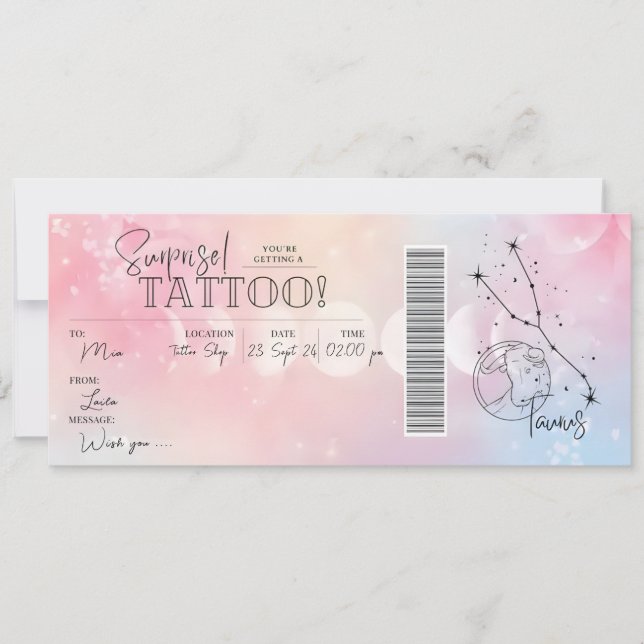 Cartão de Aniversário com Voucher de Tatuagem Pess (Frente)