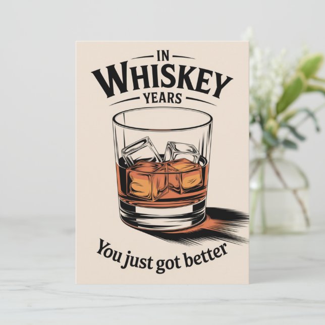 Cartão de Aniversário com Whiskey para Ele Papai  (Em pé/Frente)
