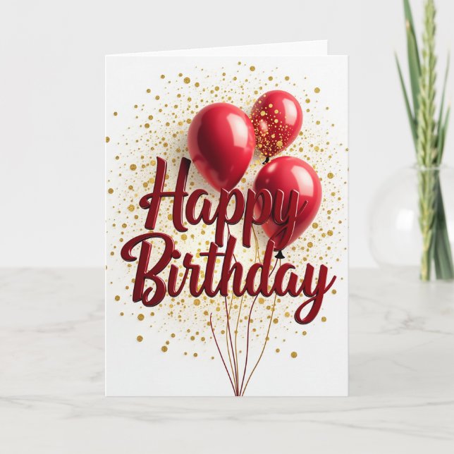 Cartão de Aniversário Confete Dourado (Frente)